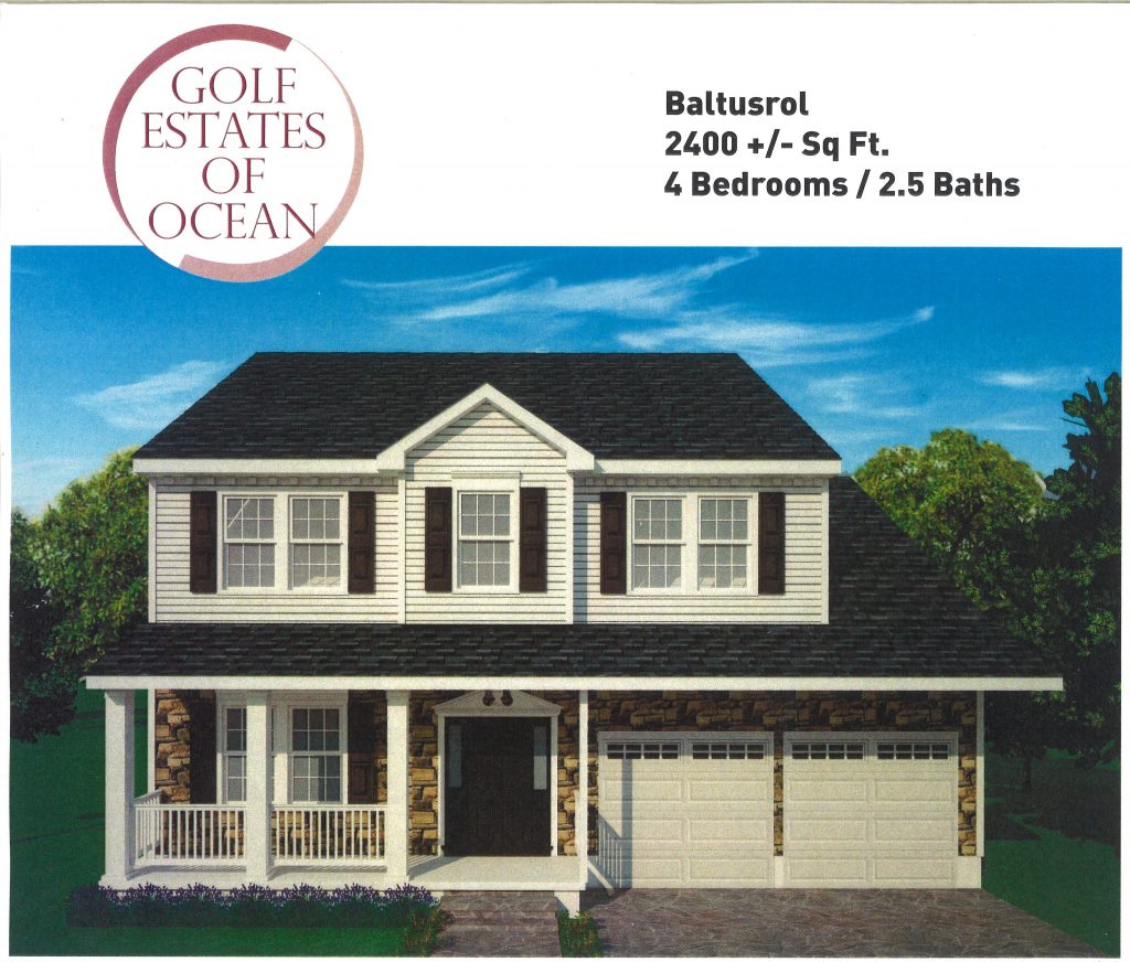 The Baltusrol model has approximately 2400 SF and 4 bedrooms and 2.5 baths.