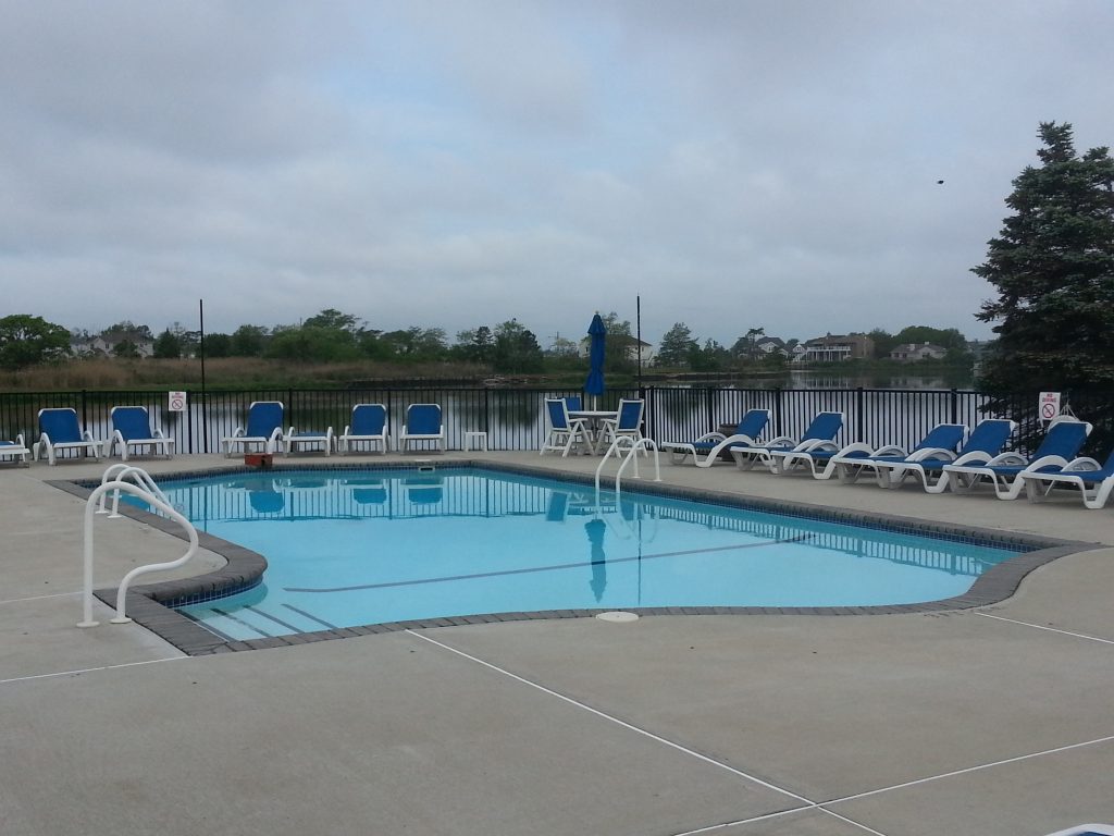 The Sands Point South community pool overlooks the river.
