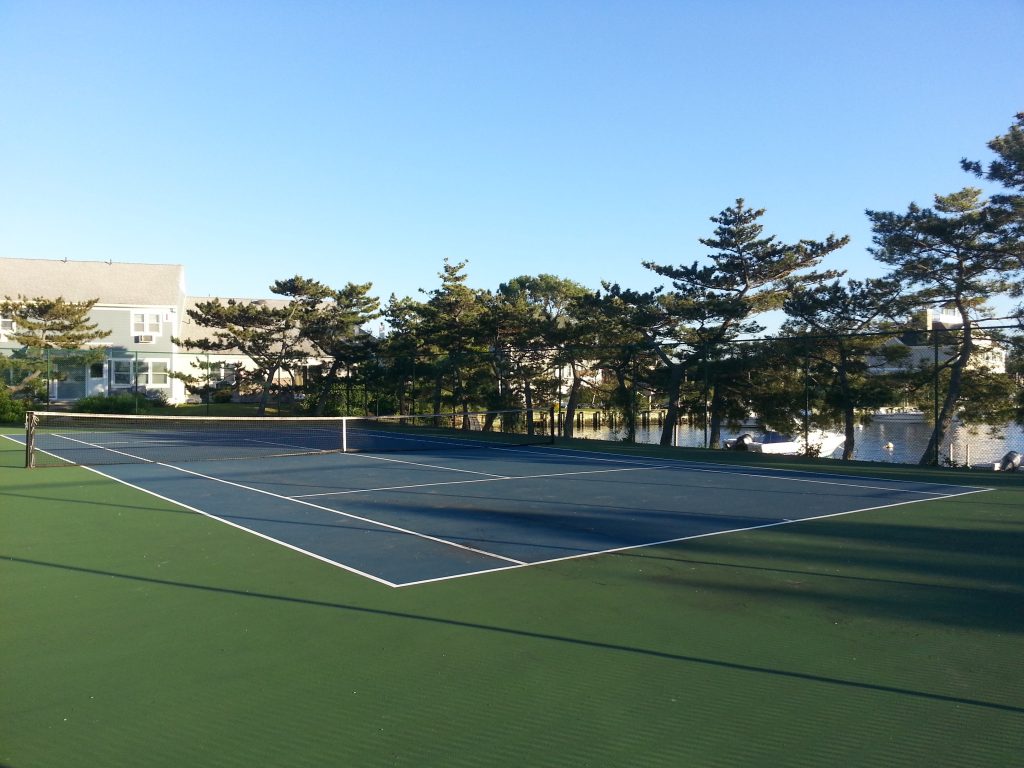 The Breakwater Cove tennis courts is next to the river, making it a cooler place to play.