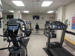 There is also a cardio room with treadmills, stationary bikes and wall mounted televisions.