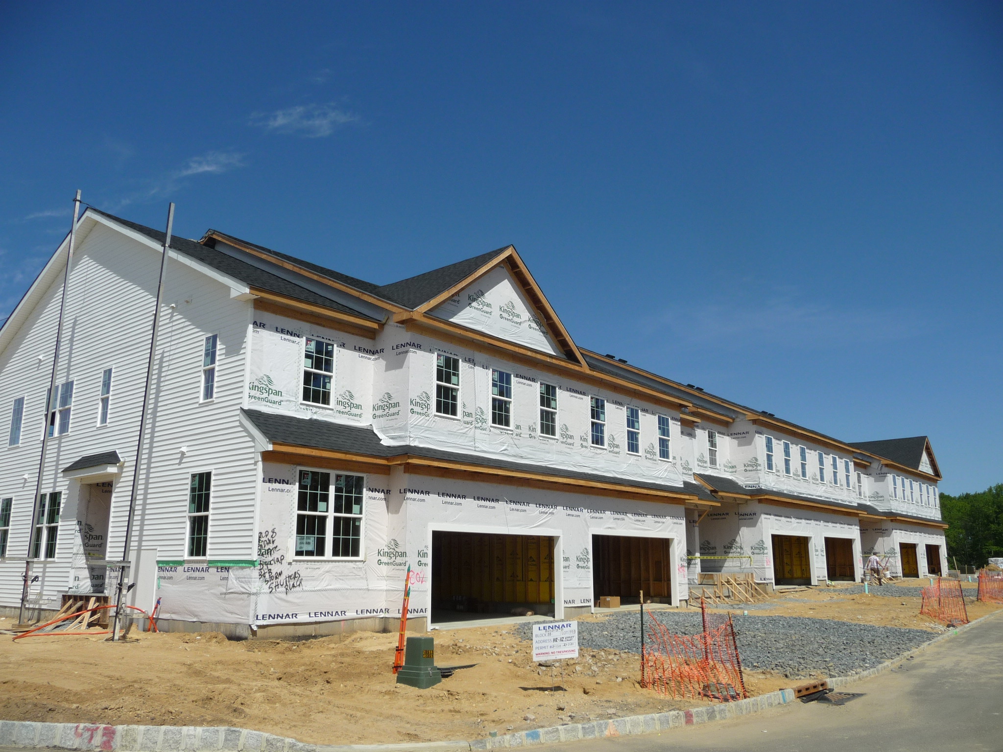 The first group of townhouses under construction in 2023 at The Parke at Ocean in Ocean, NJ.